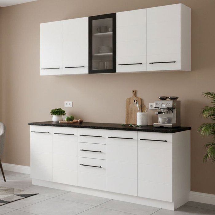 Cuisine Monale Dmora en Bois Mélaminé Blanc Cuisine Monale Dmora en Bois Mélaminé Blanc