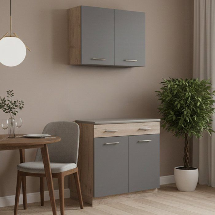 Cuisine Garessio Dmora en Bois Noblifié Noir Anthracite Cuisine Garessio Dmora en Bois Noblifié Noir Anthracite