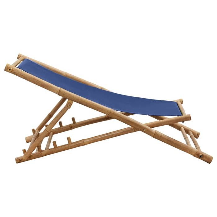 1 PC Chaise de terrasse - Bambou et toile Bleu marine CC6
