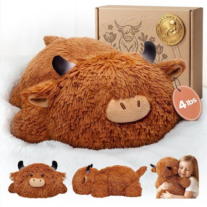 Mewaii Peluche Lestée Vache Highland – 58 Cm, 4,0 Lb – Apaisante Et Relaxante – Cadeau Pour Adulte Et Enfant
