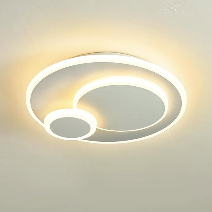 Plafonnier LED Moderne 23W 3000K/4500K/6500K Lampe Plafond 2300lm CRI≥80 Luminaire Plafonnier pour Salon Rund-30cm Blanc LUSTRE