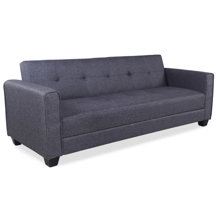 MOSAIKASA Canapé convertible 3 places Clayton Tissu Gris foncé