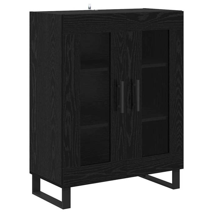 Buffet bas séjour{1 pièce}meuble de rangementdesign épuré Chêne noir 695 x 34 x 90 cm Bois dingénierie znp77v70