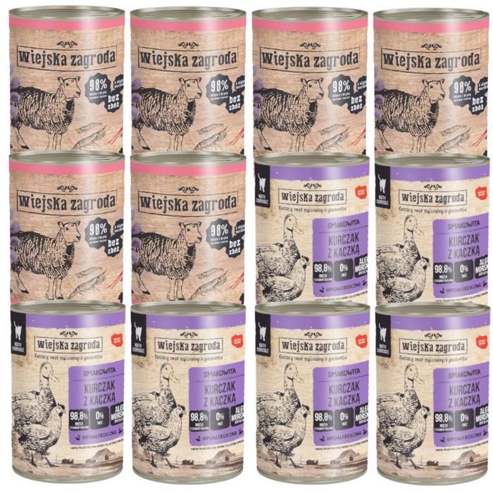 Wiejska Zagroda nourriture humide pour chat MÉLANGE de saveurs 12x400g