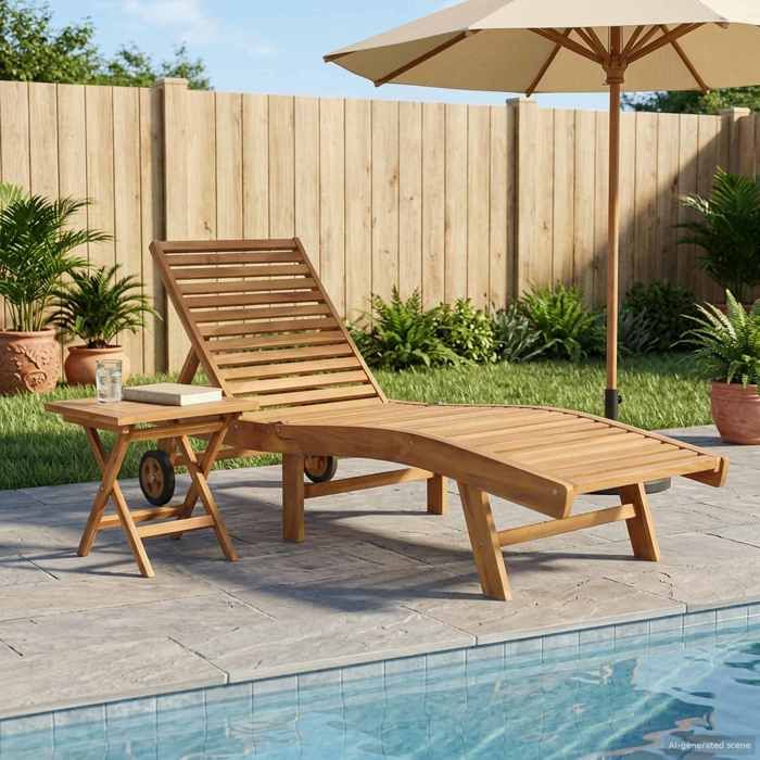 vidaXL Transat 2 pcs Marron Bois de teck massif 42032682