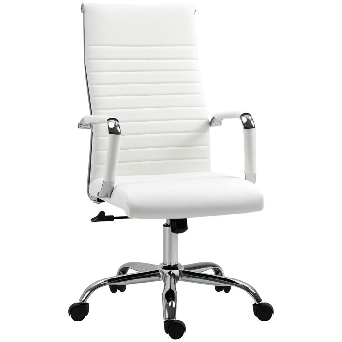 Fauteuil bureau - Zephmum - ergonomique accoudoirs pivotant bascule similicuir rembourré blanc