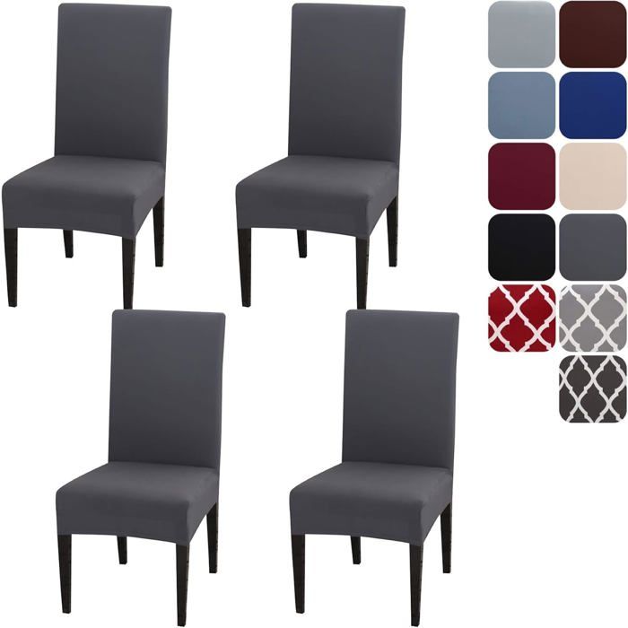 Housse de Chaise Extensible Lot de 4 Couverture Protecteur de Chaise Salle a Manger Universel Amovible Lavable Moderne Durable