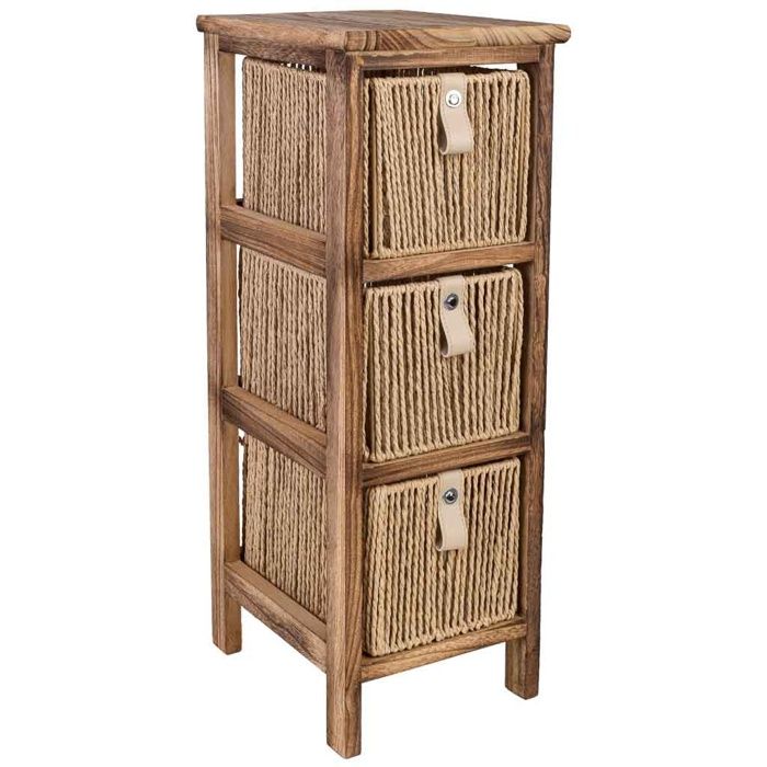 Chiffonnier en bois marron 22x26x61 cm Chiffonnier en bois marron 22x26x61 cm