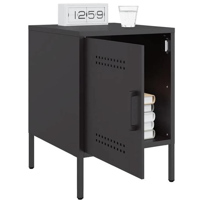 Table de chevet noir 36x39x50 5 cm acier_2 ans garantie_88356