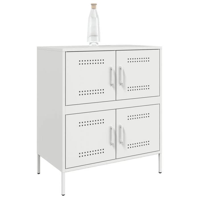 Meuble Rangement - HAOSHOP - Buffet blanc 68x39x79 cm acier&01_36505