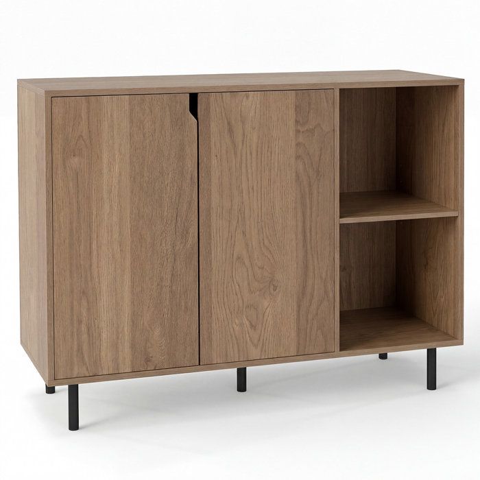 2 portes et 2 niches ouvertes buffet de cuisine 106x38x80 cm rangement vaisselle étagères réglables
