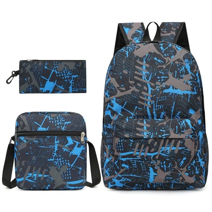 XJYDNCG 3Pcs Sac à Dos Enfant Cartable Garçon Primaire Garçon et Fille Grande Capacité Étanche - Bleu Graffiti