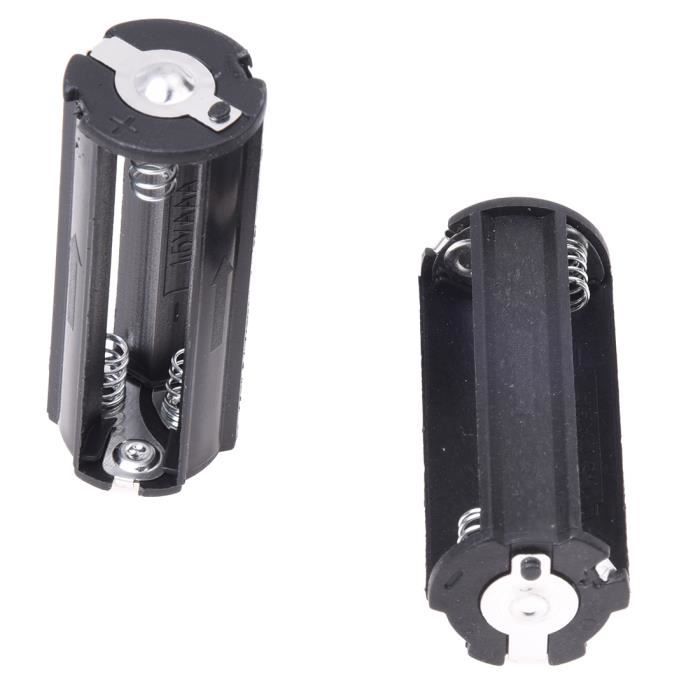 2 Supports Pour 3 Piles AAA – Porte-piles Noir, Connexion Fil, Pour Torche Ou Projet DIY