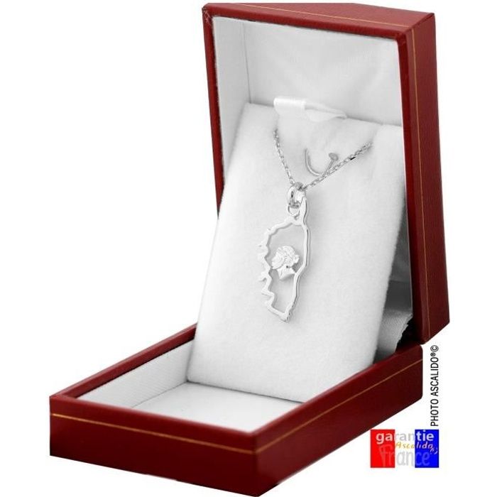 Neuf Pendentif Carte de Corse Maure en Argent 925