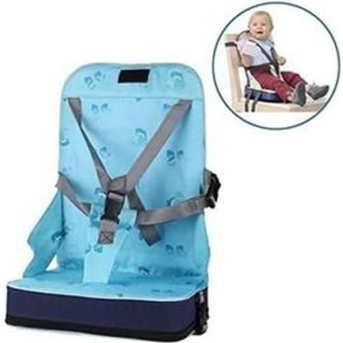 Rehausseur Chaise Enfant Bébé Pliable - Harnais 5 Points, Hauteur Ajustable, Intérieur/Extérieur