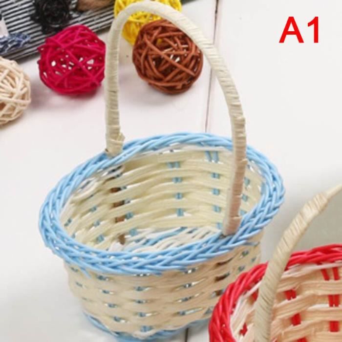 MEGHNA Mini Panier Tressé Pour Guidon De Vélo Enfant - Osier Plastique, 2 Sangles En Cuir, Pour Draisienne Et Trottinette