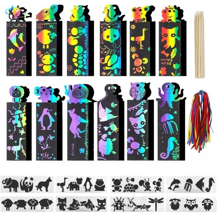 24Pcs Marque-Pages À Gratter Aux Couleurs De L'Arc-En-Ciel Marque-Page