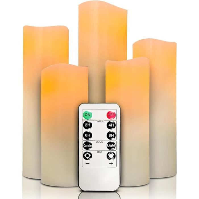 Relaxdays Bougie LED, lot de 3, bougies électriques, flamme vacillante