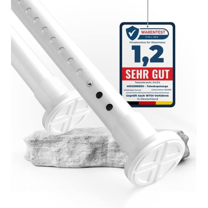 Tringle à Rideau Extensible Sans Perçage 50-80 Cm - Barre De Douche Inoxydable, Diamètre 25 Mm, Blanc Ou Noir