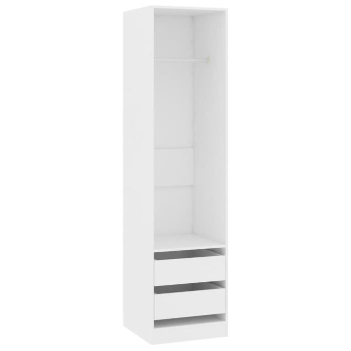 Mode Garde-robe avec tiroirs Blanc 50x50x200 cm Aggloméré-MEN
