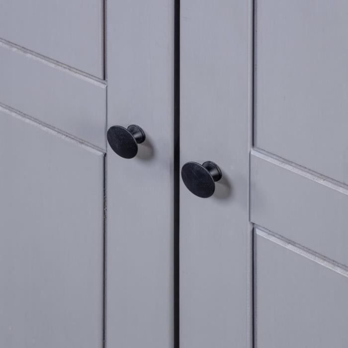Armoire KAI 3 portes Gris - Pin Massif - 118x50x1715 cm - Avec Penderie - 4 Tablettes Armoire KAI 3 portes Gris - Pin Massif - 118x50x1715 cm - Avec Penderie - 4 Tablettes