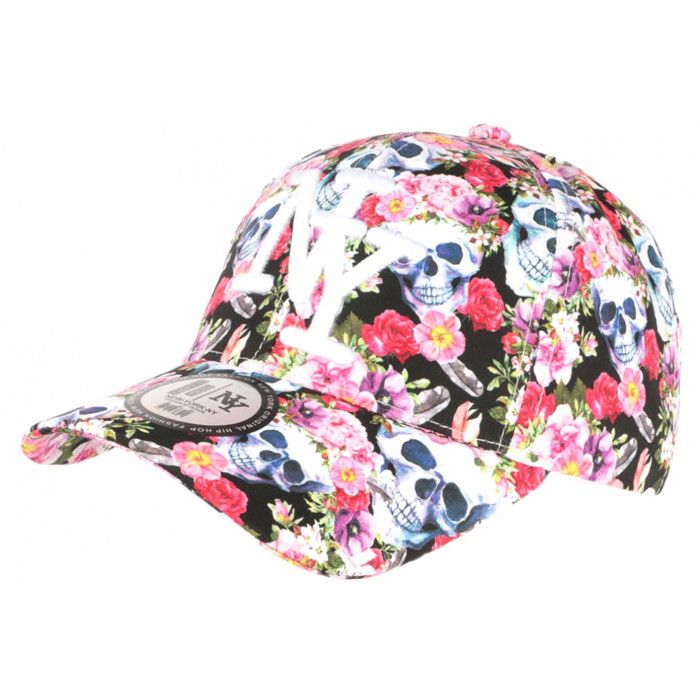 Casquette Baseball Tropical NY Rose Et Bleue - Palmiers - Marque Hip Hop Honour - Taille Unique - Neuf Avec étiquettes