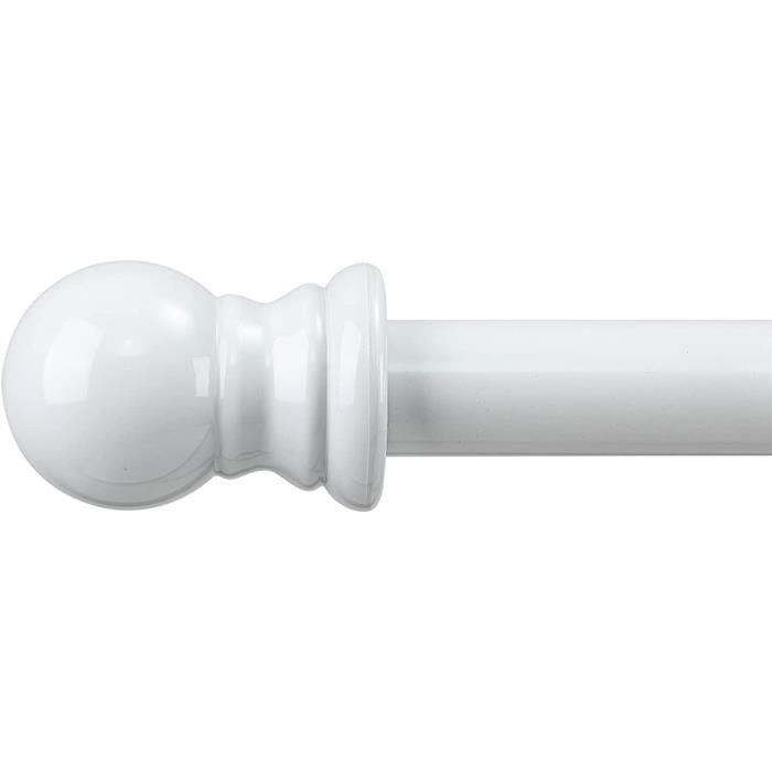 Tringle à Rideau Extensible 76-145cm - Blanc Avec Embouts Ronds, Support Lourd Pour Rideaux Lourds