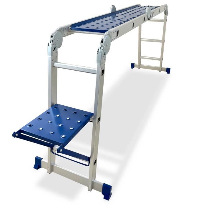 Échelle Multiposition Keli 3,5m, Multifonctions, Avec Plateforme, Fabriqué En Alu, Qualité Professionnelle, Marche D'accès Confort,