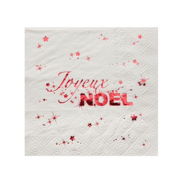 Petites Serviettes En Papier Joyeux Noel Blanc Et Rouge 25 X 25 Cm Cdiscount Maison