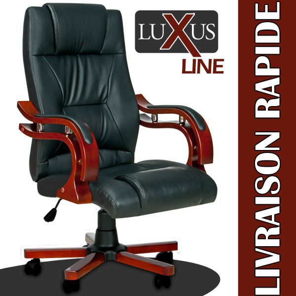 Fauteuil bureau simili cuir accoudoirs bois - Achat Fauteuil bureau simili cuir accoudoirs bois - Achat