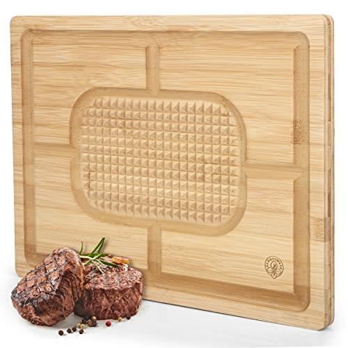 Thingles Planche de Cuisine en Bambou Multicolores 39,5x30x2cm, Coupes de Bois Avec Jus et Trille Sans Canon