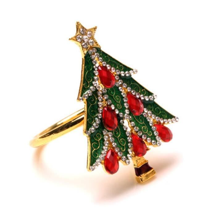(Xmas tree B)Anneaux de serviette de noël en métal, anneau porteboucle
