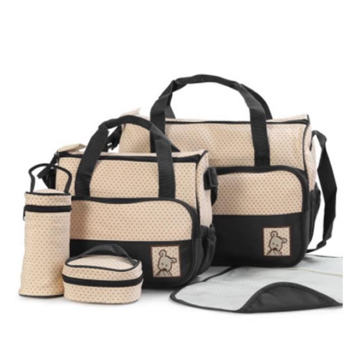 Set De 5pcs Sac A Main Langer Bebe Maman Noir Achat Vente Sac A Langer Soldes Sur Cdiscount Des Le Janvier Cdiscount