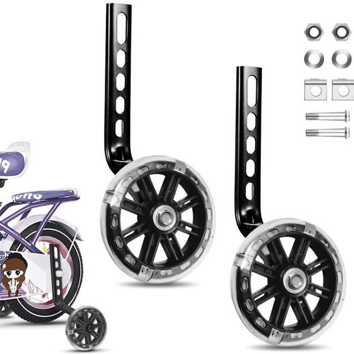 Stabilisateurs Petites Roues Pour Vélo d'enfants 12-20 Noir - Cdiscount  Sport