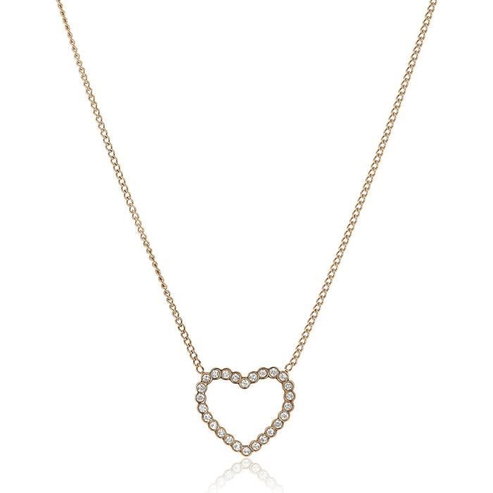 Collier Cœur Ouvrant Avec Strass - Longueur 51-55 Cm, Acier Inoxydable (neuf)