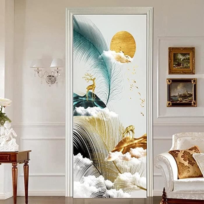 Autocollant Porte Trompe-l'oeil 3D YMYGO - 90x210 Cm, Motif Porte Créative, Déco Murale Amovible, Pour Salon, Chambre