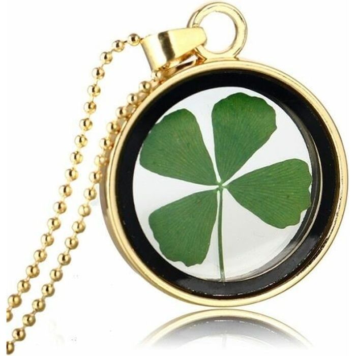Pendentif En Acier - Cercle Avec Trèfle à Quatre Feuilles, Neuf Avec étiquettes