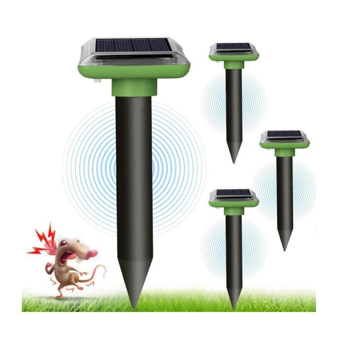 Répulsif Solaire Ultrasons Anti-Taupes X4 – Repousse Taupes, Campagnols, Serpents & Rongeurs