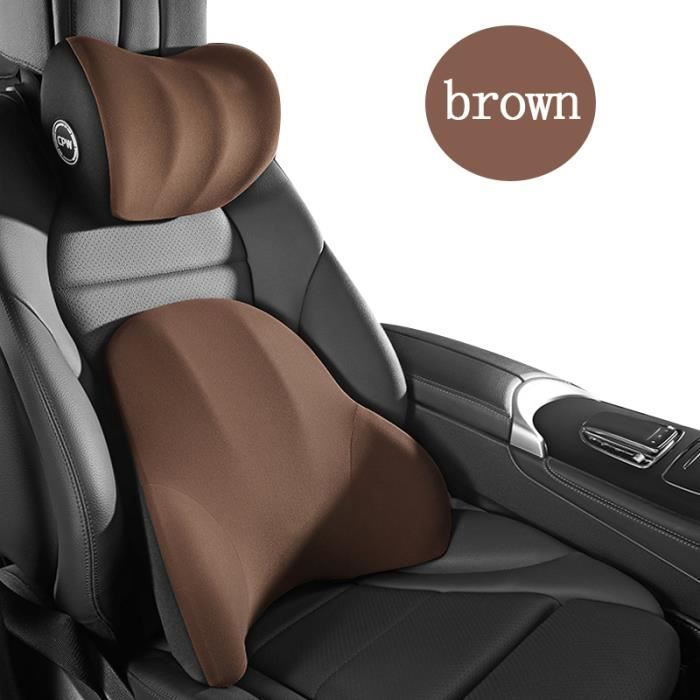 Coussin Lombaire Et Cervical Voiture 2 Pièces - Mousse Mémoire De Forme Ergonomique - Housse Lavable - Pour Siège Auto Ou Bureau - 4