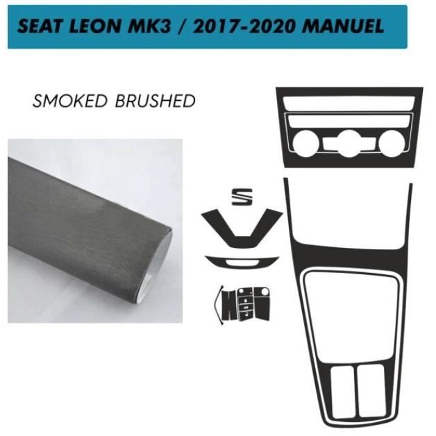 Brossé fumé 2017-2020 - manuel - Autocollant Pour Console Seat Leon 5f-mk3 Cupra, Accessoires D'intérieur, Ac