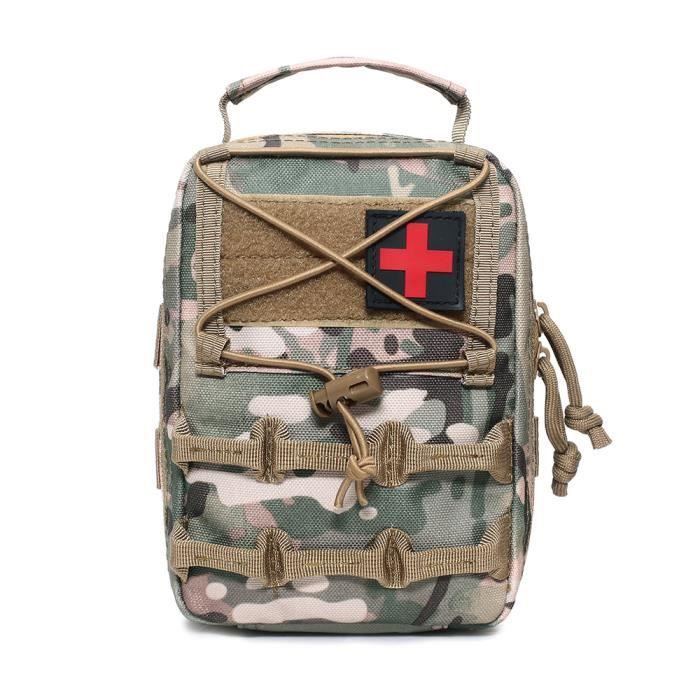 Pochette Tactique Premiers Soins Molle 1000D Nylon Noir - Pour Sac à Dos, Survie, Sport, Garantie 1 Mois