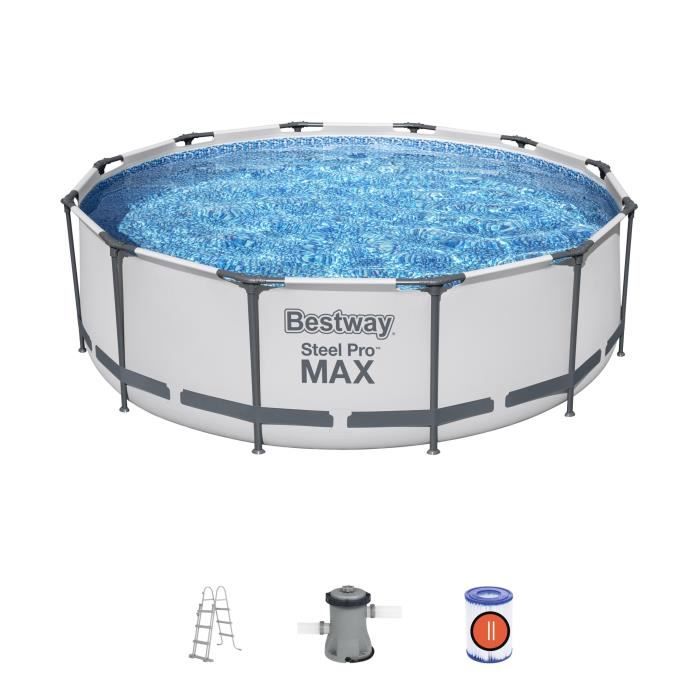 Kit Piscine hors sol tubulaire BESTWAY Steel Pro Max™- 366 x 100 cm - Ronde (Livrée avec filtre à ca