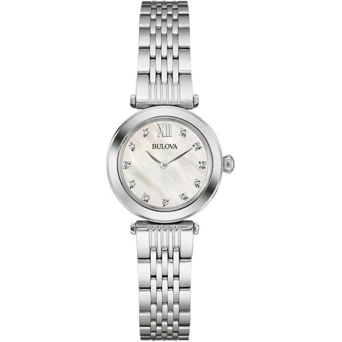 BULOVA FEMME 24MM BRACELET \u0026 BOITIER ACIER INOXYDABLE QUARTZ MONTRE 96S167  - Cdiscount Bijouterie
