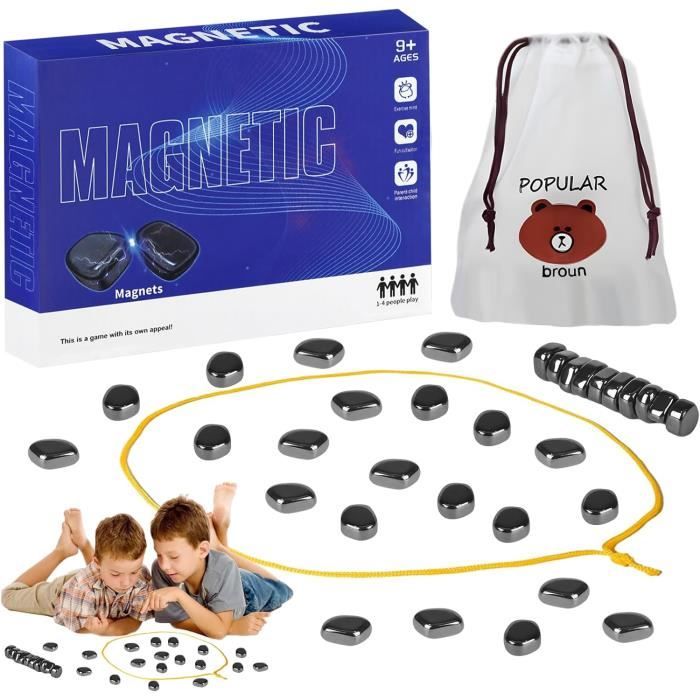ZITUZY Jeu D'Échecs Magnétique à Effet Aimant – 20 Pierres – Jeu De Société Voyage – Cadeau De Fête En Famille (Bleu)