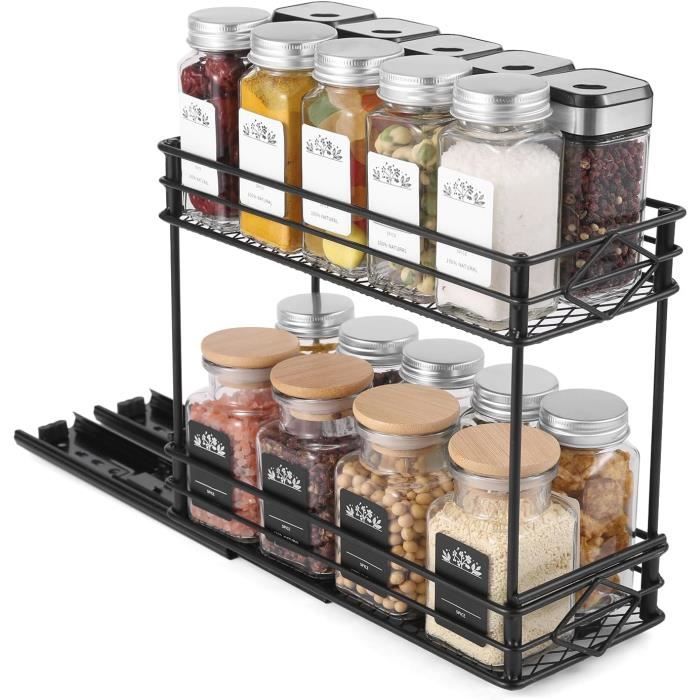 étagère épices Sans Perçage Rangement Epices, 2 Niveaux Porte Epices Cuisine Etagere A Epices étagère Cuisine