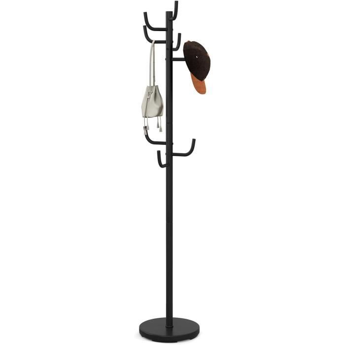 COSTWAY Porte manteau sur Pieds en Métal avec 8 Crochets et Base Ronde Style Moderne Idéal pour l’Entrée Couloir Chambre Noir