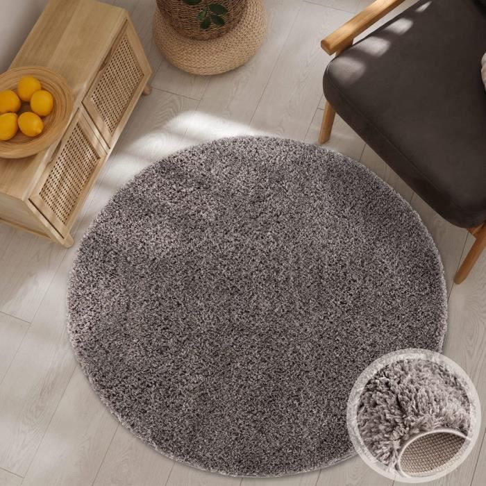 Tapis à Poils Longs Doux Et Moelleux Antidérapant Pour Salon, Noir Et Gris, 2 X 3 Cm