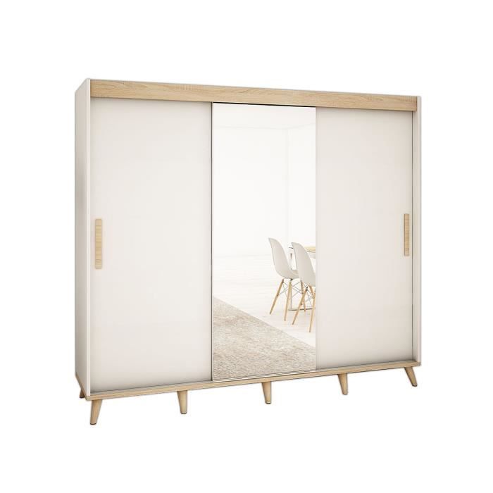 Armoire de Chambre Skadi T1 250 avec 3 Portes Coulissantes Scandinave