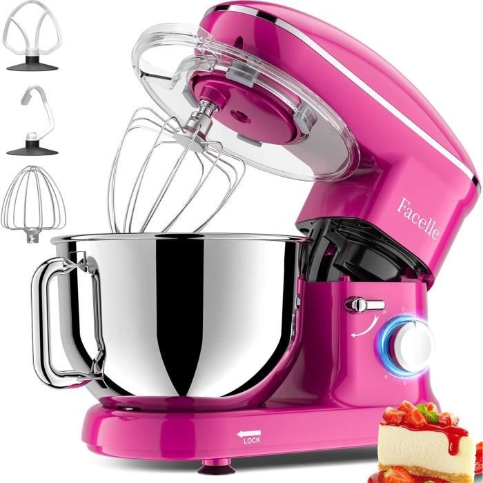 Robot Pâtissier Multifonctions - Facelle - 6 2L - 1500W - 6 Vitesses - Pourpre