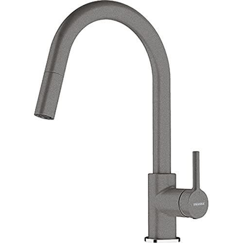 Robinet de cuisine Franke Lina Pull-Out - Gris Pierre - Céramique - Monotrou - Inox lissé